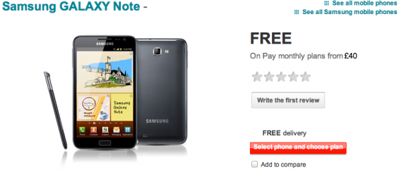 Galaxy Note Now On Vodafone UK