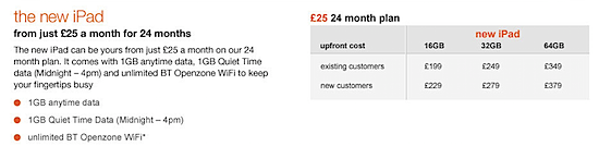 Orange Announce iPad Pricing