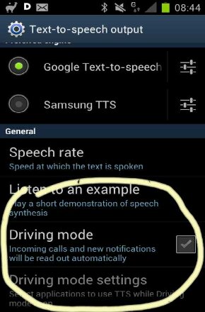 Activate the Galaxy SII Driving Mode in a snap