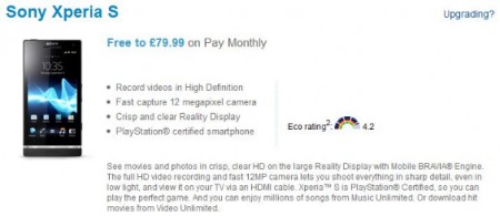 Sony Xperia S now selling on O2 too