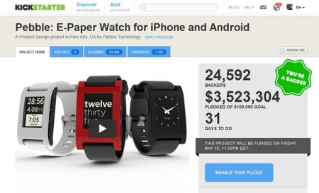 Pebble E Paper Smart Watch Breaks Kickstarter records