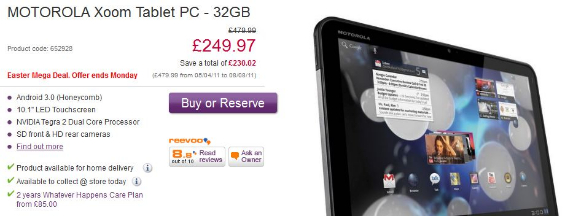 PC World knock down the Motorola Xoom this Easter