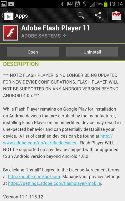 Flash says goodbye to Android