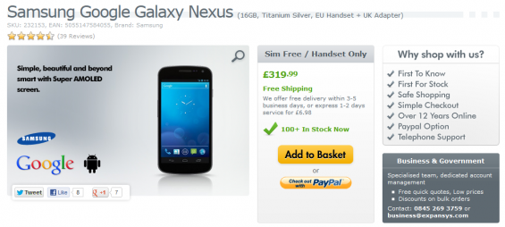 The Samsung Galaxy Nexus is getting cheaper as the weeks go by