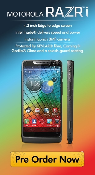 Motorola RAZR i Now Available for pre order