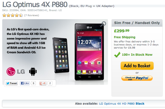 LG Optimus 4X now only £299.99!