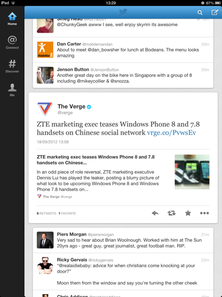 Twitter for iOS updated with refreshed iPad UI (Update: Android too)