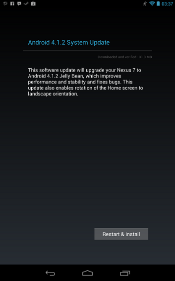 [Updated] Jellybean 4.1.2 rollout to Nexus 7 begins