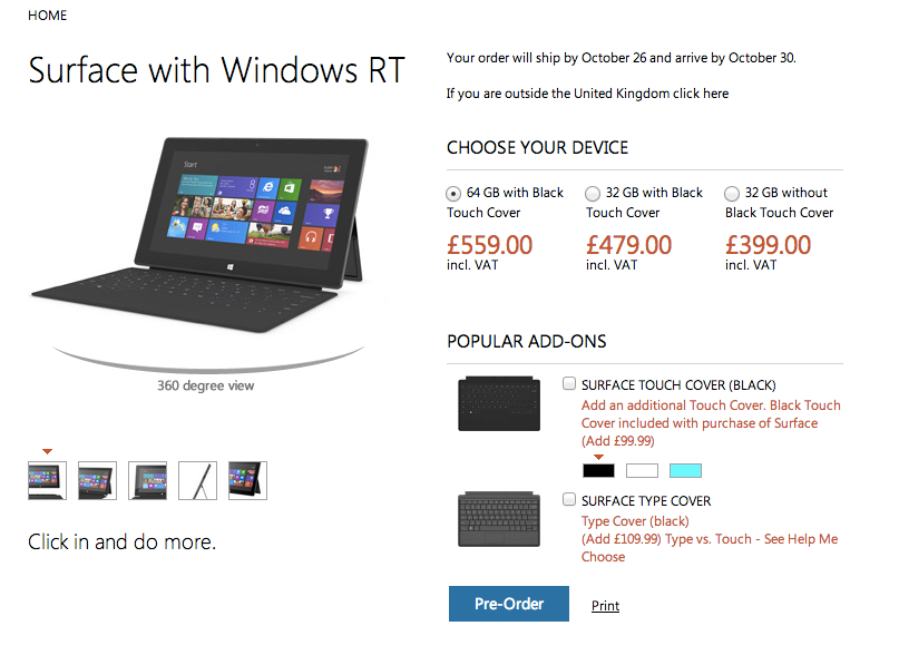 Microsoft Surface RT: UK, US and European Pricing Revealed