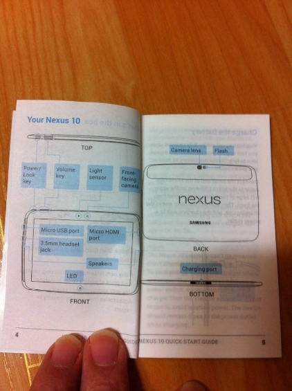 Nexus 10 manual images appear   [rumour]
