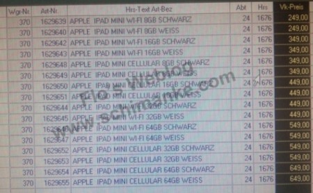 iPad mini German pricing revealed – Rumour