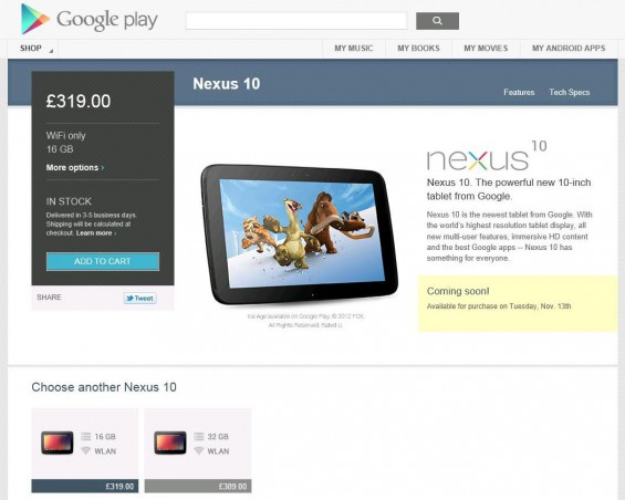 Nexus 4 and Nexus 10 Now available to buy. (Update)