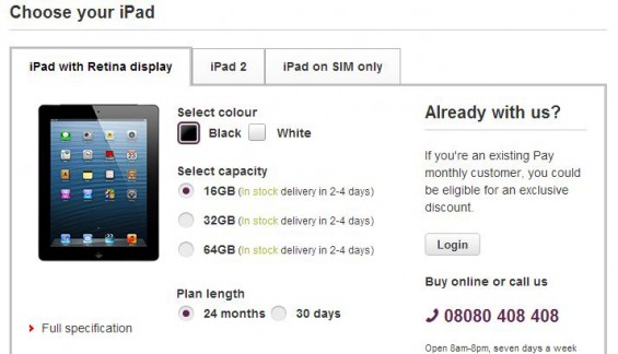 New iPad with Retina Display now available at Vodafone UK