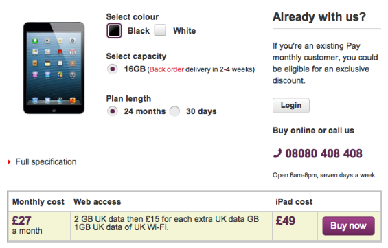iPad Mini lands on Vodafone UK