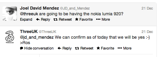 Three confirm it will stock Lumia 920