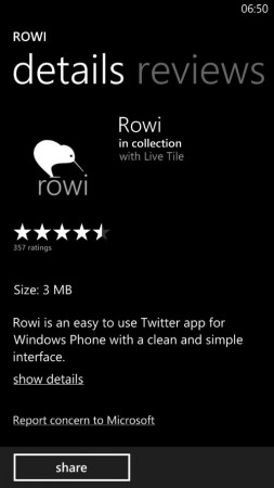 Twitter app Rowi for Windows Phone gets updated