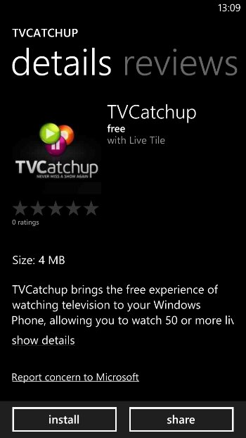 TVCatchup is now available for Windows Phone 8