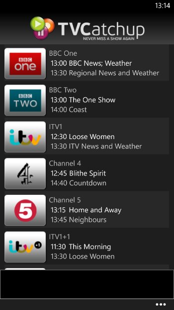 TVCatchup is now available for Windows Phone 8