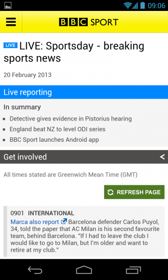 BBC Sport App now available on Android