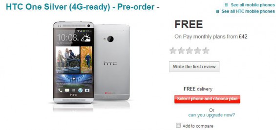 HTC One available to pre order on Vodafone