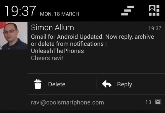 Gmail for Android update brings notification actions (updated)