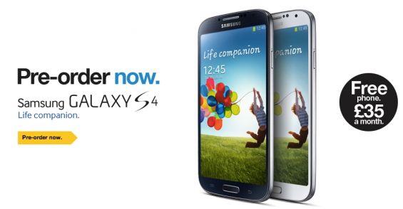 Preorder the Galaxy S4 at Three today