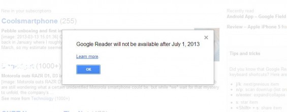 Google Reader to be removed in July