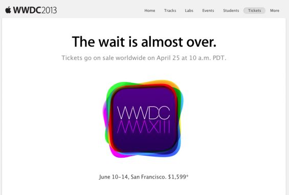 WWDC 2013 tickets go on sale tomorrow
