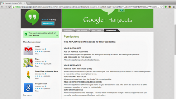 Google Hangouts   now featuring SMS?
