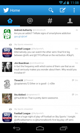 Twitter for Android updated, menu option added