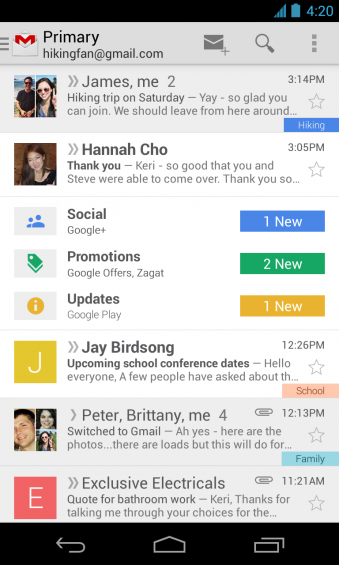 Gmail update brings multiple inboxes