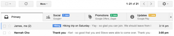 Gmail update brings multiple inboxes