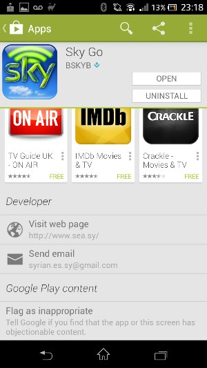Sky apps not actually hacked, but Twitter account hacked and Google Play listings altered?