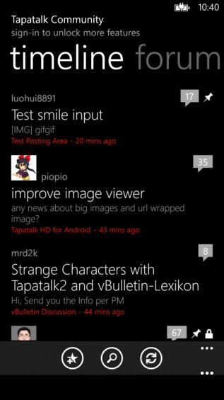 Tapatalk now available for Windows Phone