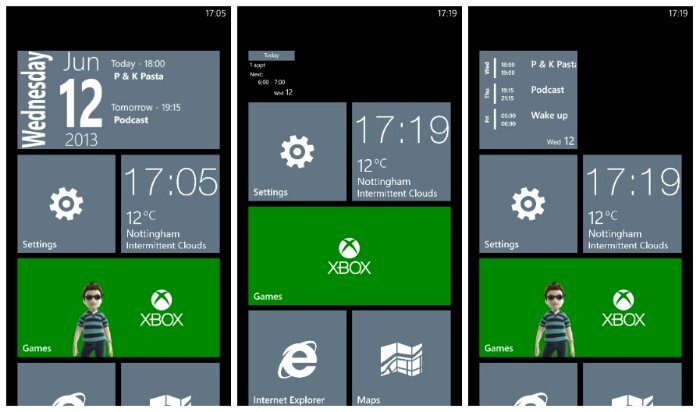 windows phone calendar tile