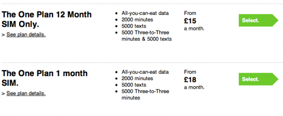 Three lower One Plan price