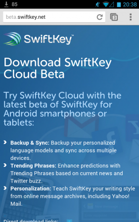 Swiftkey Cloud Beta now available