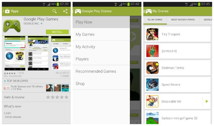 Google Play Games, Software