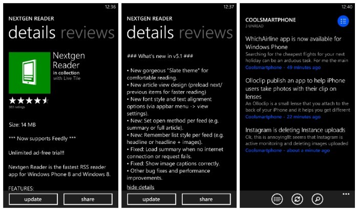 Nextgen Reader for Windows Phone gets an update