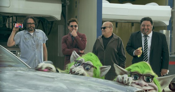 Robert Downey Jr. gets his chopper out, creates a Happy Telephone Company