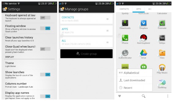 Quad Drawer, the quick app drawer   Android App Review