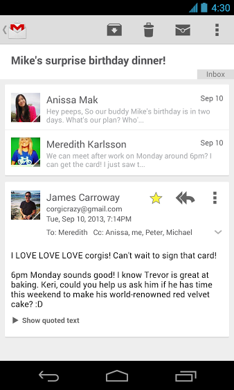 GMail for Android update in progress