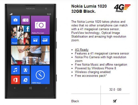 Nokia Lumia 1020 on Three   £549.99 PAYG
