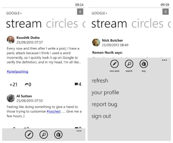 gPlus for Windows Phone offers a usable Google+ service