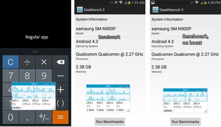 Note 3 benchmarking scores artificially increased