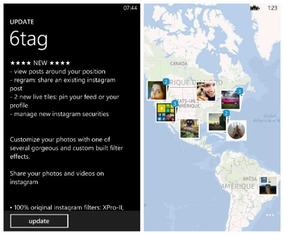 6tag for Windows Phone get a nice location based update
