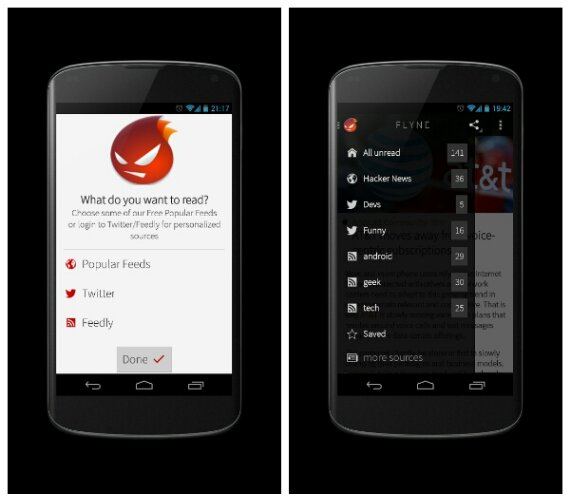 Keep us with your RSS feed using Flyne for Android