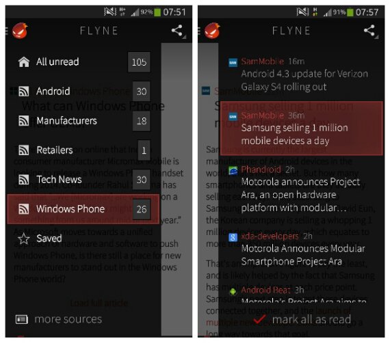 Keep us with your RSS feed using Flyne for Android