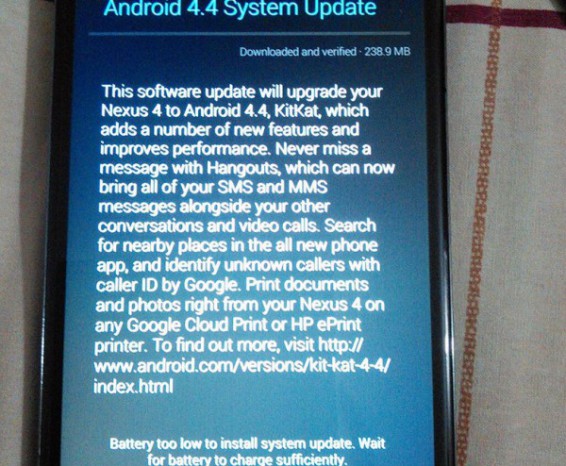 Nexus 4 OTA Update rolling out now