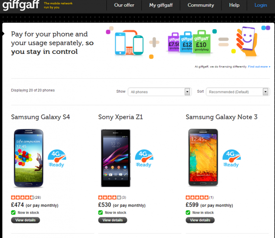 Giffgaff phone store is live, come on in